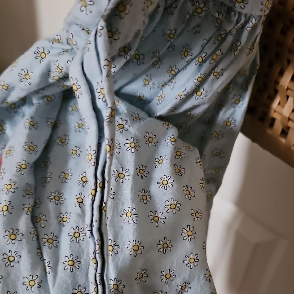 Strasburg Light Blue Floral Daisy Kids Dress - Picture 9 of 9